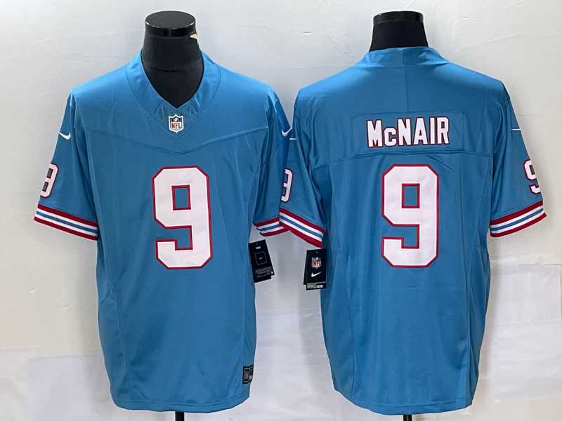 Men's Tennessee Titans #9 Steve McNair Blue 2023 FUSE Vapor Limited Throwback Stitched Jersey